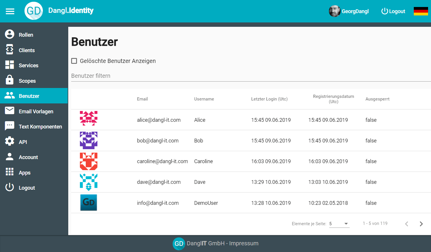 Dangl.Identity User Management