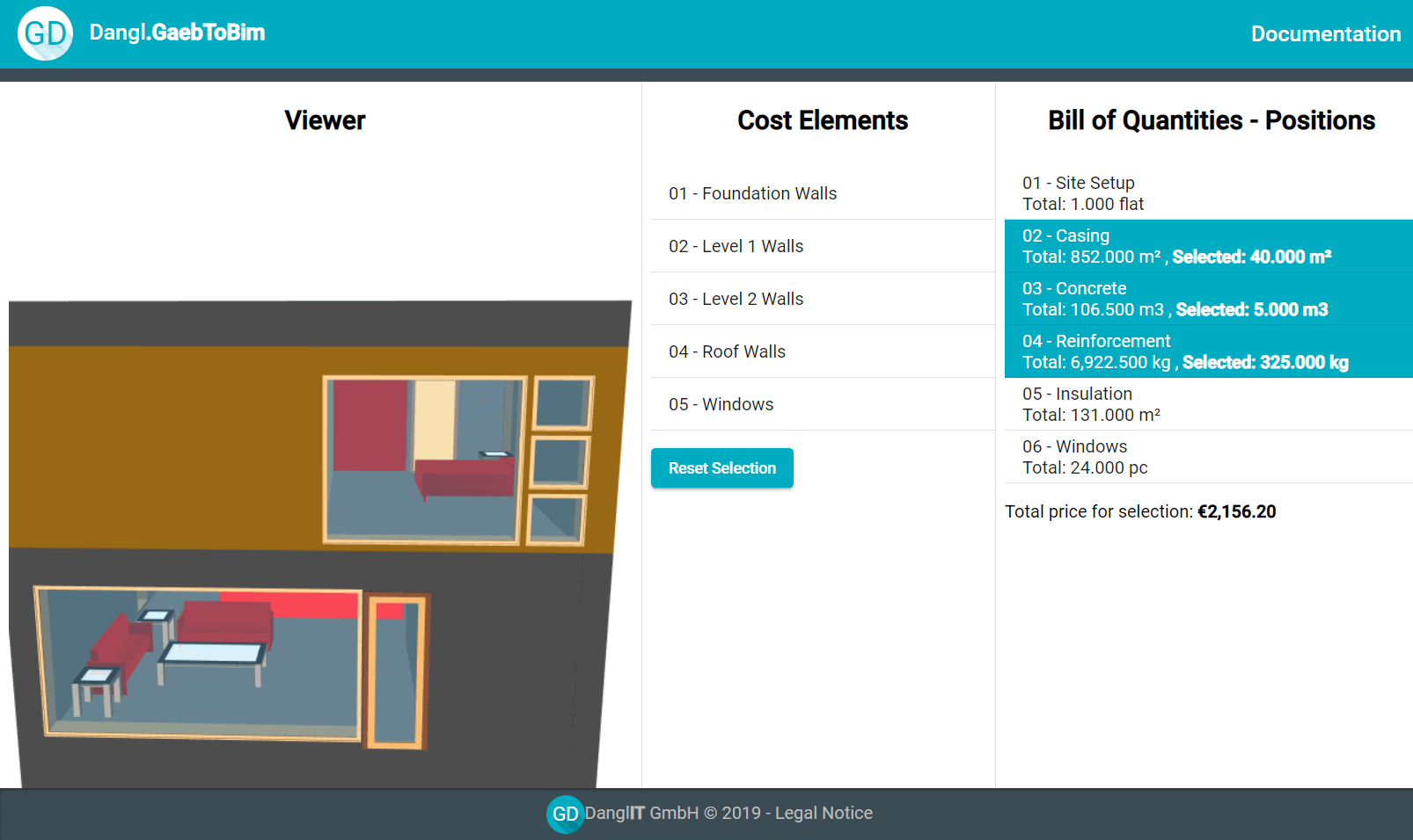 Verknüpfung zwischen GAEB und BIM mit der Software der Dangl IT GmbH und GAEB XML Version 3.3